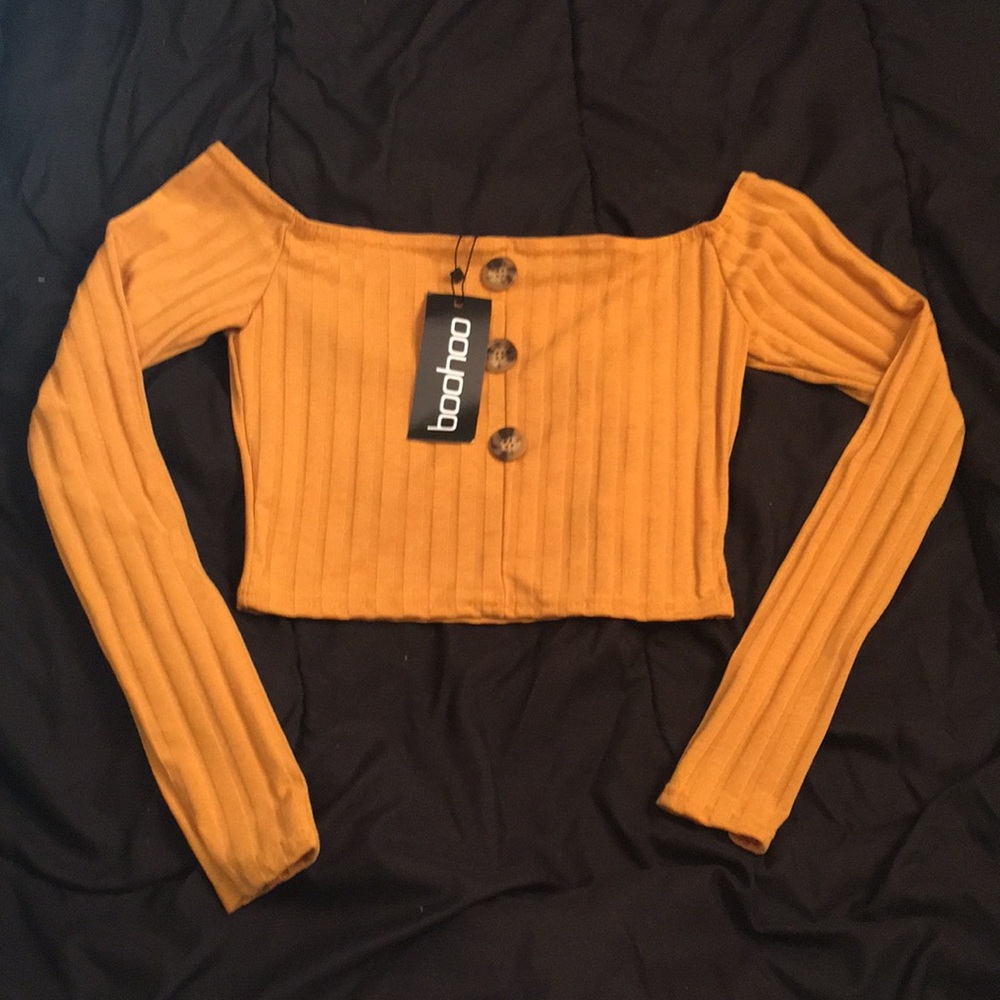 Crop Mustard Yellow Bardot Top